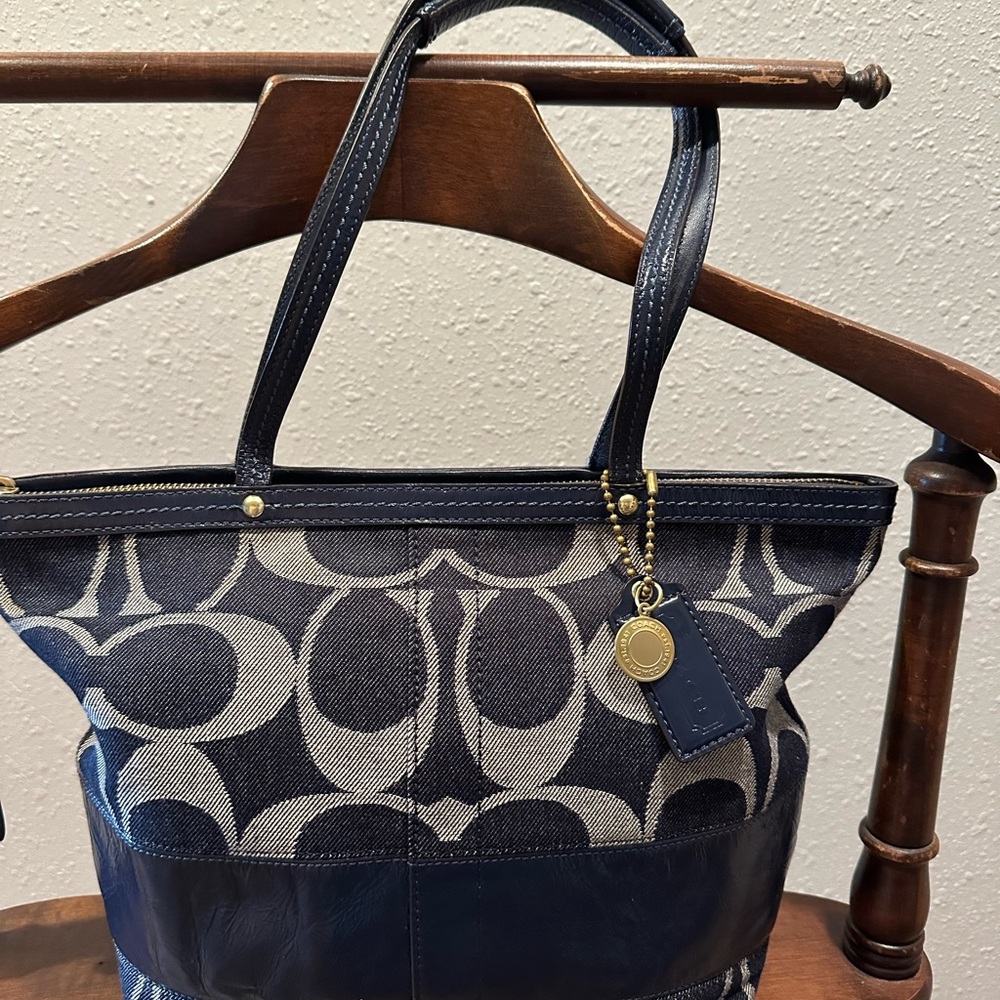 Coach Blue and Gray Signature Tote